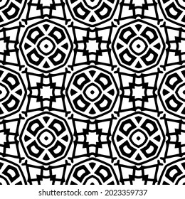 floral seamless pattern background.Geometric ornament for wallpapers and backgrounds. Black and white pattern.