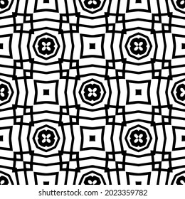 floral seamless pattern background.Geometric ornament for wallpapers and backgrounds. Black and white pattern.