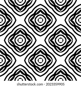 floral seamless pattern background.Geometric ornament for wallpapers and backgrounds. Black and white pattern.