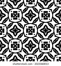 floral seamless pattern background.Geometric ornament for wallpapers and backgrounds. Black and white pattern.