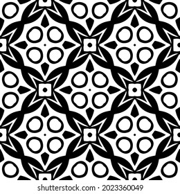 floral seamless pattern background.Geometric ornament for wallpapers and backgrounds. Black and white pattern.
