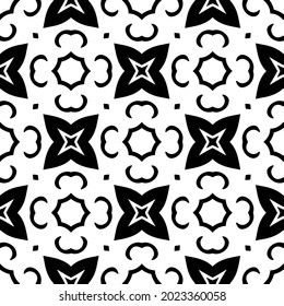floral seamless pattern background.Geometric ornament for wallpapers and backgrounds. Black and white pattern.