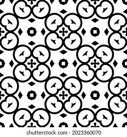 floral seamless pattern background.Geometric ornament for wallpapers and backgrounds. Black and white pattern.