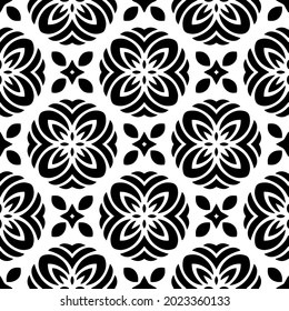 floral seamless pattern background.Geometric ornament for wallpapers and backgrounds. Black and white pattern.