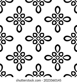 floral seamless pattern background.Geometric ornament for wallpapers and backgrounds. Black and white pattern.