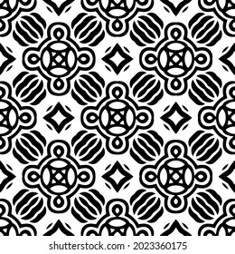 floral seamless pattern background.Geometric ornament for wallpapers and backgrounds. Black and white pattern.