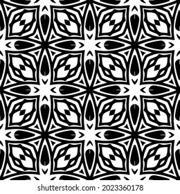 
floral seamless pattern background.Geometric ornament for wallpapers and backgrounds. Black and white pattern.