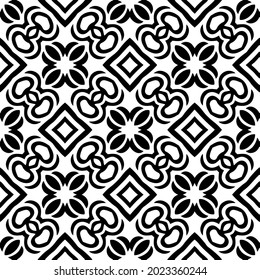 floral seamless pattern background.Geometric ornament for wallpapers and backgrounds. Black and white pattern.
