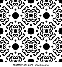 floral seamless pattern background.Geometric ornament for wallpapers and backgrounds. Black and white pattern.