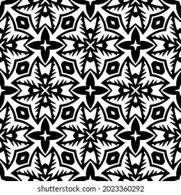 
floral seamless pattern background.Geometric ornament for wallpapers and backgrounds. Black and white pattern.