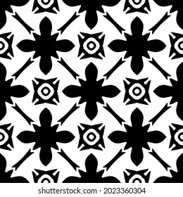 Blumenmuster nahtloser Hintergrund.Geometrisches Ornament für Bildschirmhintergründe und Hintergründe. Schwarz-Weiß-Muster.