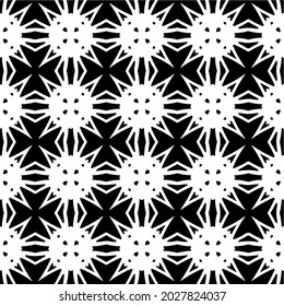 Blumenmuster nahtloser Hintergrund.Geometrisches Ornament für Bildschirmhintergründe und Hintergründe. Schwarz-Weiß-Muster.