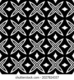 fondo de patrón sin costuras floral.Ornamento geométrico para fondos de paredes y fondos. Patrón blanco y negro.