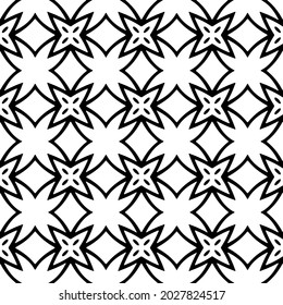floral seamless pattern background.Geometric ornament for wallpapers and backgrounds. Black and white pattern.