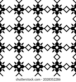 floral seamless pattern background.Geometric ornament for wallpapers and backgrounds. Black and white pattern.