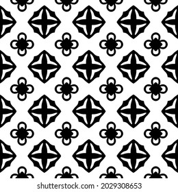 floral seamless pattern background.Geometric ornament for wallpapers and backgrounds. Black and white pattern.