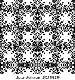 floral seamless pattern background.Geometric ornament for wallpapers and backgrounds. Black and white pattern.