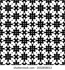 floral seamless pattern background.Geometric ornament for wallpapers and backgrounds. Black and white pattern.
