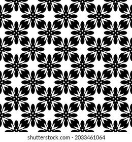 fondo de patrón sin costuras floral.Ornamento geométrico para fondos de paredes y fondos. Patrón blanco y negro.
