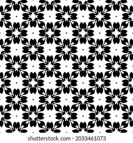 floral seamless pattern background.Geometric ornament for wallpapers and backgrounds. Black and white pattern.

