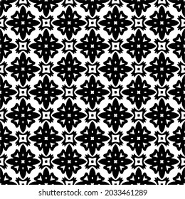 fondo de patrón sin costuras floral.Ornamento geométrico para fondos de paredes y fondos. Patrón blanco y negro.
