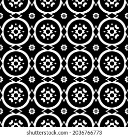 floral seamless pattern background.Geometric ornament for wallpapers and backgrounds. Black and white pattern.