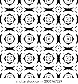 floral seamless pattern background.Geometric ornament for wallpapers and backgrounds. Black and white pattern.