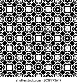 Blumenmuster nahtloser Hintergrund.Geometrisches Ornament für Bildschirmhintergründe und Hintergründe. Schwarz-Weiß-Muster.