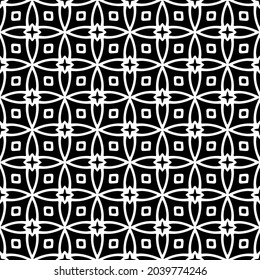 floral seamless pattern background.Geometric ornament for wallpapers and backgrounds. Black and white pattern.