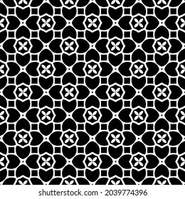 fondo de patrón sin costuras floral.Ornamento geométrico para fondos de paredes y fondos. Patrón blanco y negro.