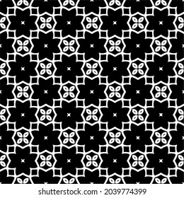 floral seamless pattern background.Geometric ornament for wallpapers and backgrounds. Black and white pattern.
