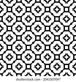 floral seamless pattern background.Geometric ornament for wallpapers and backgrounds. Black and white pattern.