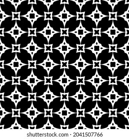 Blumenmuster nahtloser Hintergrund.Geometrisches Ornament für Bildschirmhintergründe und Hintergründe. Schwarz-Weiß-Muster.