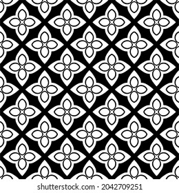 floral seamless pattern background.Geometric ornament for wallpapers and backgrounds. Black and white pattern.