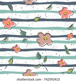 Floral Seamless Pattern. For backgrounds, wallpapers, fabric, prints, textiles, wrapping, cards, swatches, t-shirts, scrapbooks, blankets, pillows, etc. Unique Delicate Design. Vector Illustration.