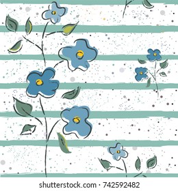 Floral Seamless Pattern. For backgrounds, wallpapers, fabric, prints, textiles, wrapping, cards, swatches, t-shirts, scrapbooks, blankets, pillows, etc. Unique Delicate Design. Vector Illustration.