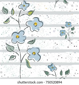 Floral Seamless Pattern. For backgrounds, wallpapers, fabric, prints, textiles, wrapping, cards, swatches, t-shirts, scrapbooks, blankets, pillows, etc. Unique Delicate Design. Vector Illustration.