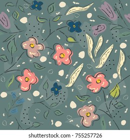 Floral Seamless Pattern. For backgrounds, wallpapers, fabric, prints, textiles, wrapping, cards, swatches, t-shirts, scrapbooks, blankets, pillows, etc. Unique Delicate Design. Vector Illustration.