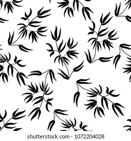 Floral seamless pattern. Bamboo leaf background. Floral seamless texture with leaves. Vector illustration