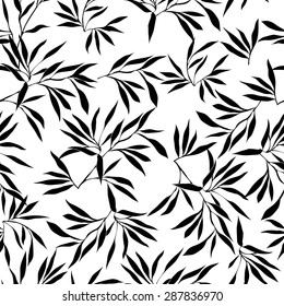 Floral seamless pattern. Bamboo leaf background. Floral seamless texture with leaves. Vector illustration