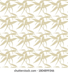 Patrón floral sin costuras con hojas de bambú y peonías. Estilo de esbozo dibujado a mano. Fondo del vector de línea Art. Para invitación, tarjetas de felicitación, textiles, papel, papel pintado y envoltura