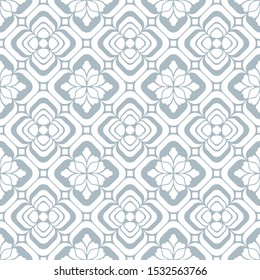 Floral seamless pattern with baroque style ornament. Modern stylish texture. Blue and white. Repeating vector background.