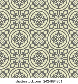 Floral seamless pattern with baroque style ornament. Modern stylish texture. Repeating vector background.