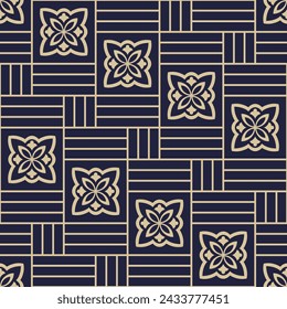 Floral seamless pattern with baroque style ornament. Modern stylish texture. Repeating vector background.