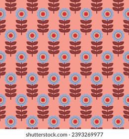Floral seamless pattern based on traditional folk ornaments. Graphic design print. For fabric web page surface textures wrapping paper Vector illustration