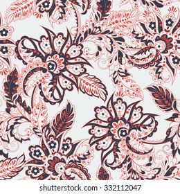floral seamless pattern in batik style. vector background