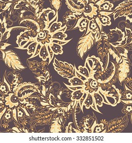 floral seamless pattern in batik style. vector background