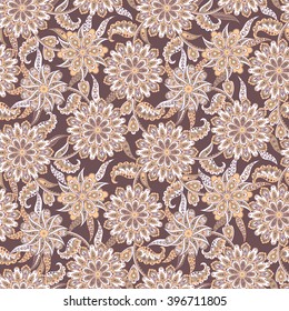 floral seamless pattern in batik style. vector background