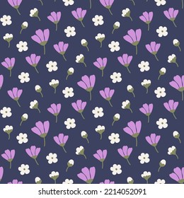 Patrón floral sin fisuras. Hermoso fondo botánico. Patrón moderno con flores florecientes en estilo dibujado a mano. Textura repetitiva. Ilustración vectorial. Papel de diseño, papel pintado, tela.