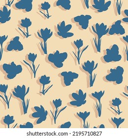 Blumennahtloses Muster mit schönen Crokusblumen. Blumendruck für Stoff, Scrapbook, Umhüllung, Kleidung und Kartenherstellung.